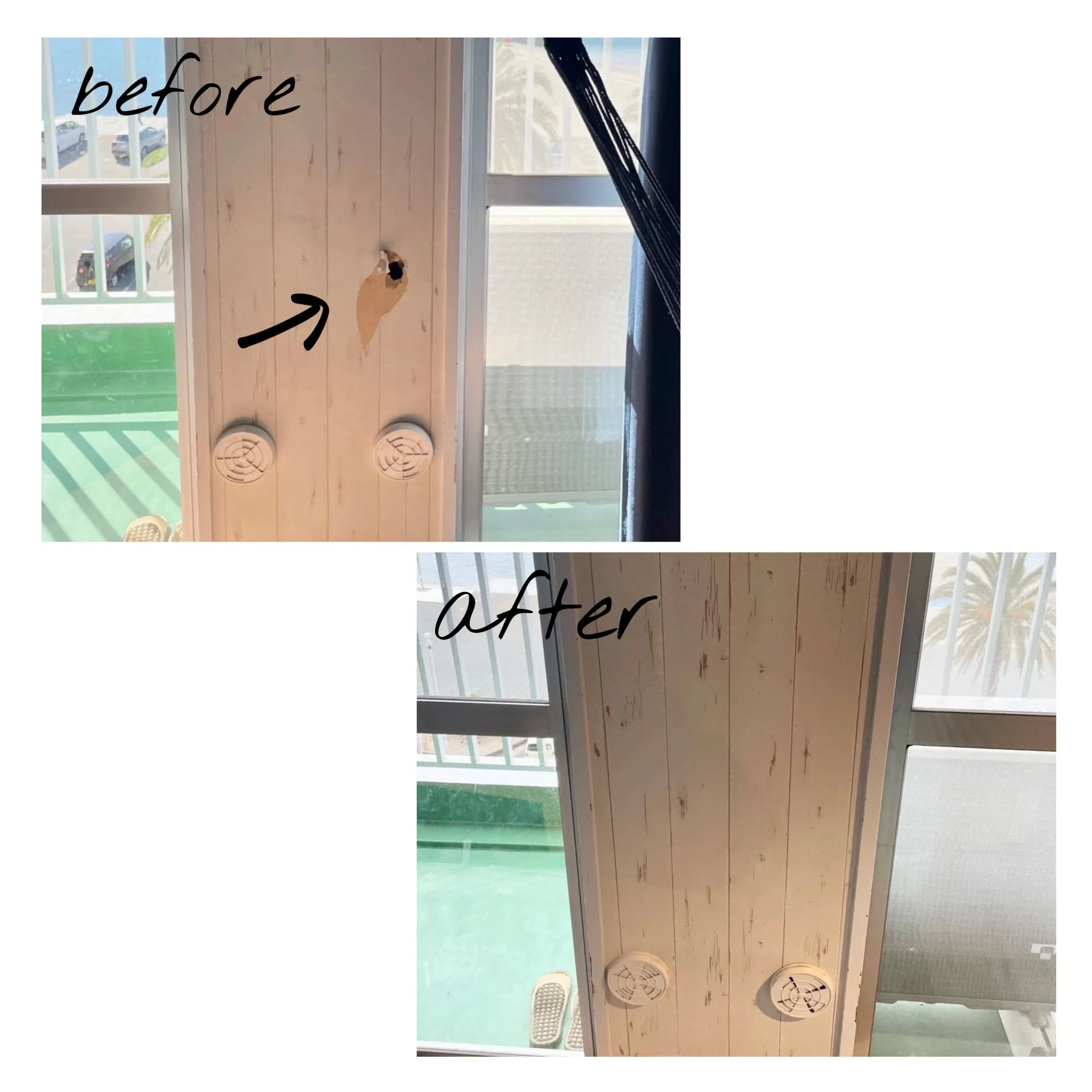 穴の空いた壁が元通りに